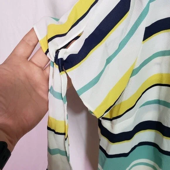 Charter Club Cloud Combo Tie Sleeve Top (AJ) - Picture 3 of 8